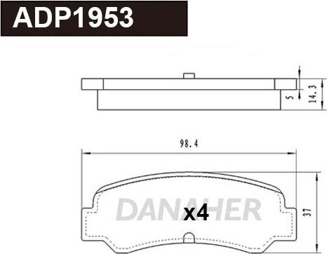 Danaher ADP1953 - Brake Pad Set, disc brake autospares.lv