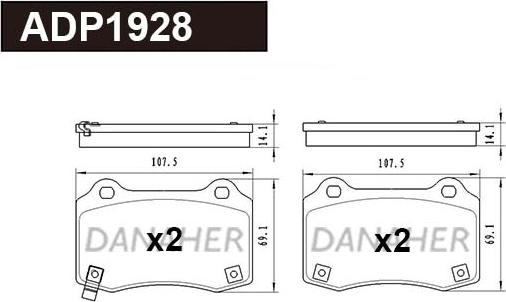 Danaher ADP1928 - Brake Pad Set, disc brake autospares.lv