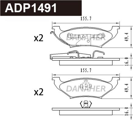 Danaher ADP1491 - Brake Pad Set, disc brake autospares.lv