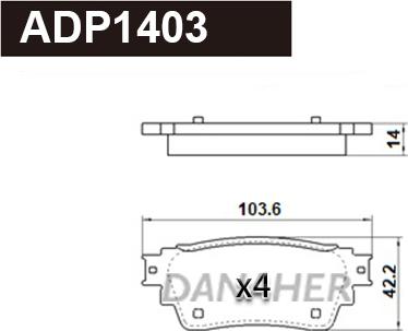 Danaher ADP1403 - Brake Pad Set, disc brake autospares.lv