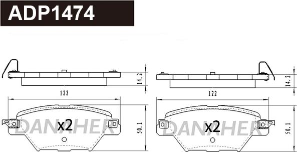 Danaher ADP1474 - Brake Pad Set, disc brake autospares.lv