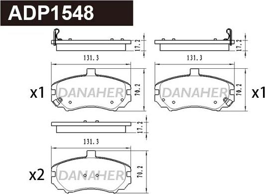 Danaher ADP1548 - Brake Pad Set, disc brake autospares.lv