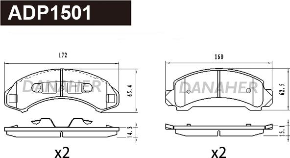 Danaher ADP1501 - Brake Pad Set, disc brake autospares.lv