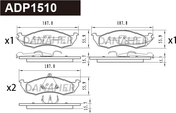 Danaher ADP1510 - Brake Pad Set, disc brake autospares.lv