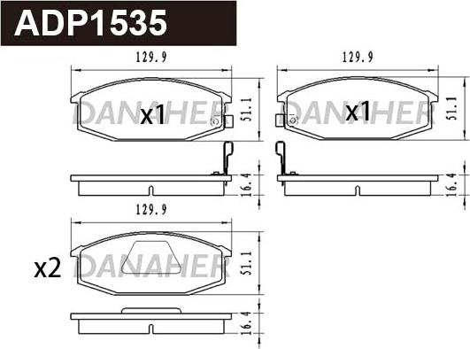 Danaher ADP1535 - Brake Pad Set, disc brake autospares.lv