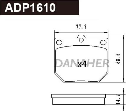 Danaher ADP1610 - Brake Pad Set, disc brake autospares.lv