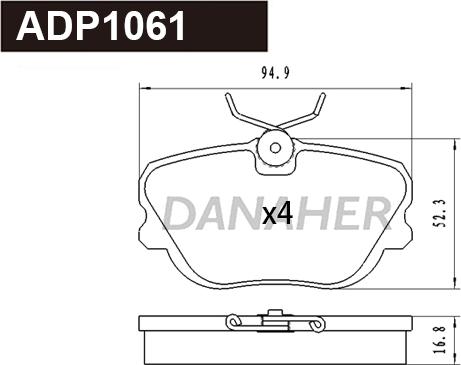 Danaher ADP1061 - Brake Pad Set, disc brake autospares.lv