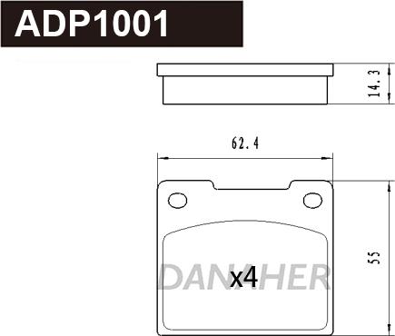 Danaher ADP1001 - Brake Pad Set, disc brake autospares.lv