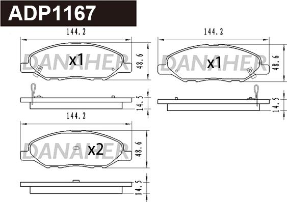 Danaher ADP1167 - Brake Pad Set, disc brake autospares.lv