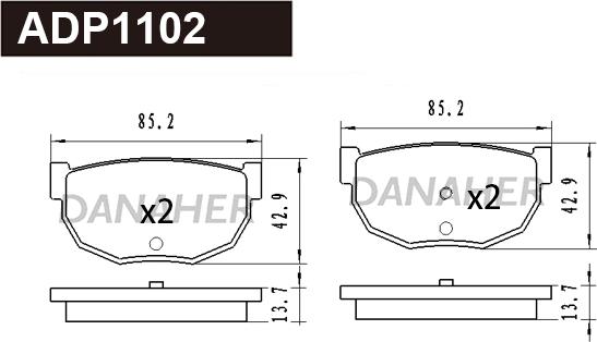 Danaher ADP1102 - Brake Pad Set, disc brake autospares.lv