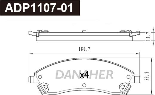 Danaher ADP1107-01 - Brake Pad Set, disc brake autospares.lv