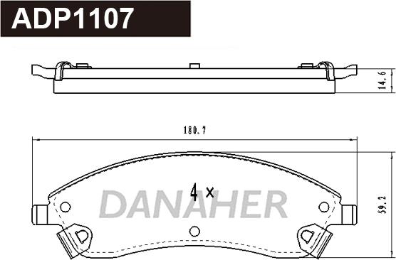 Danaher ADP1107 - Brake Pad Set, disc brake autospares.lv