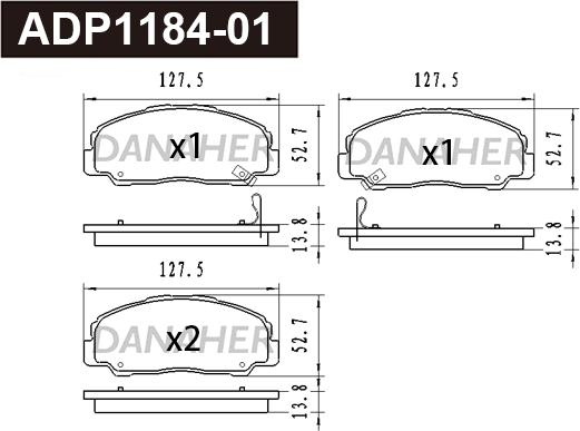 Danaher ADP1184-01 - Brake Pad Set, disc brake autospares.lv