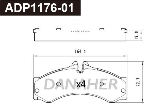 Danaher ADP1176-01 - Brake Pad Set, disc brake autospares.lv