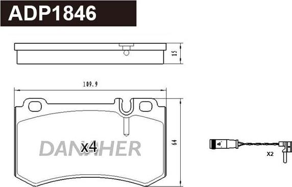 Danaher ADP1846 - Brake Pad Set, disc brake autospares.lv