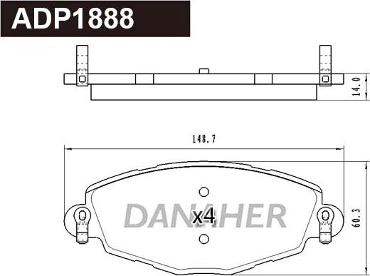 Danaher ADP1888 - Brake Pad Set, disc brake autospares.lv