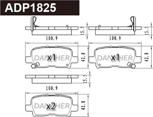 Danaher ADP1825 - Brake Pad Set, disc brake autospares.lv