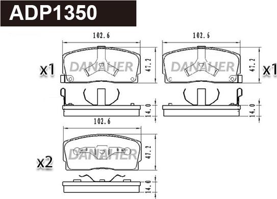 Danaher ADP1350 - Brake Pad Set, disc brake autospares.lv