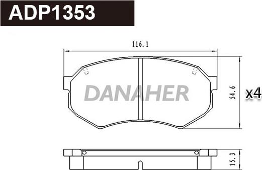 Danaher ADP1353 - Brake Pad Set, disc brake autospares.lv