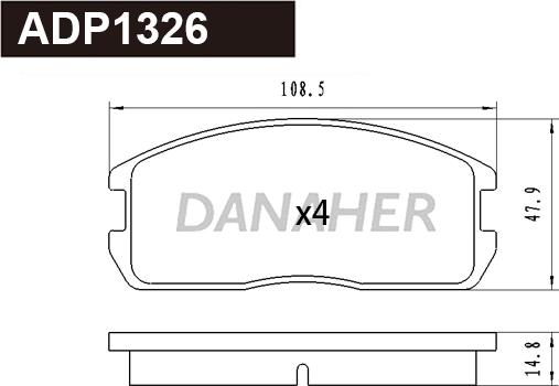 Danaher ADP1326 - Brake Pad Set, disc brake autospares.lv