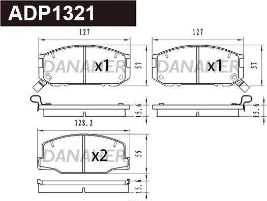 Danaher ADP1321 - Brake Pad Set, disc brake autospares.lv