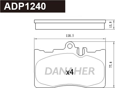 Danaher ADP1240 - Brake Pad Set, disc brake autospares.lv