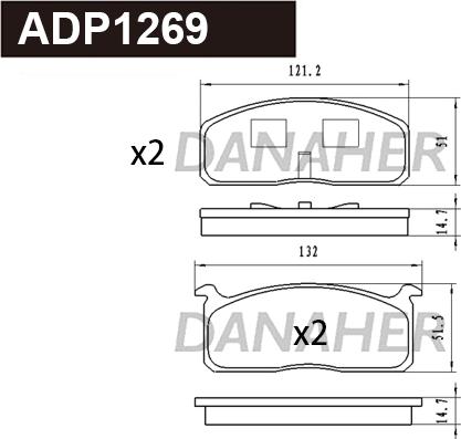 Danaher ADP1269 - Brake Pad Set, disc brake autospares.lv