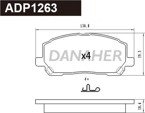 Danaher ADP1263 - Brake Pad Set, disc brake autospares.lv