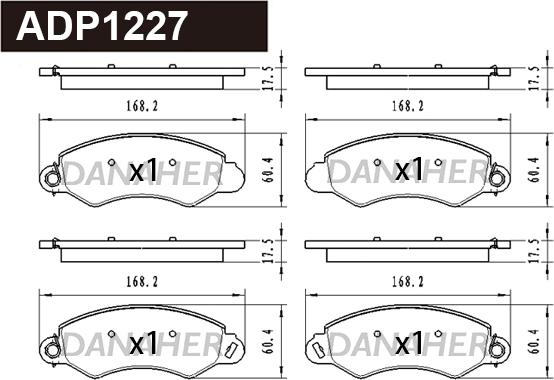 Danaher ADP1227 - Brake Pad Set, disc brake autospares.lv