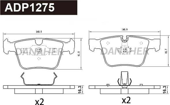 Danaher ADP1275 - Brake Pad Set, disc brake autospares.lv