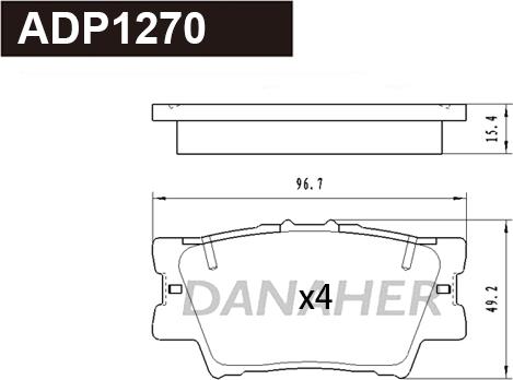 Danaher ADP1270 - Brake Pad Set, disc brake autospares.lv