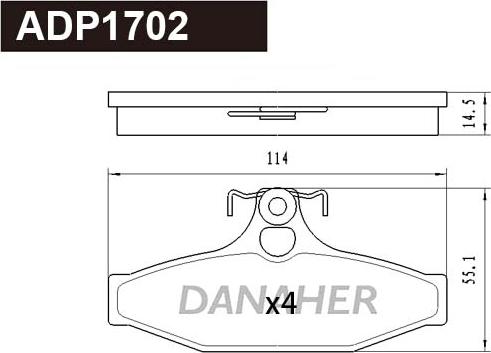 Danaher ADP1702 - Brake Pad Set, disc brake autospares.lv