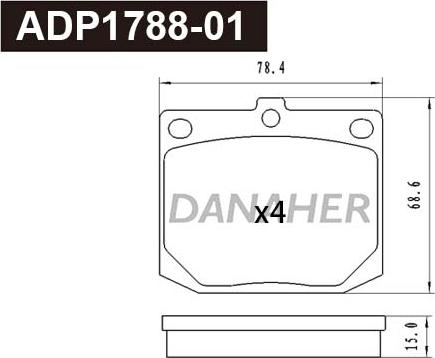 Danaher ADP1788-01 - Brake Pad Set, disc brake autospares.lv