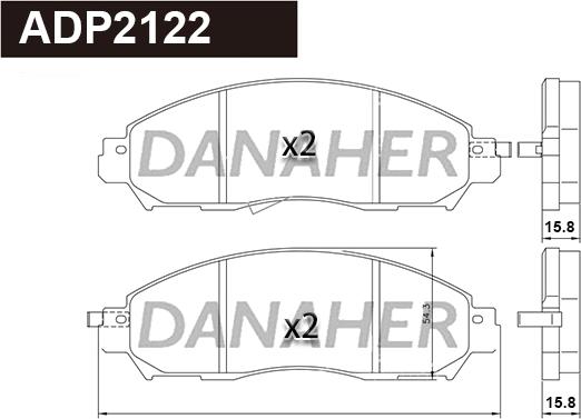 Danaher ADP2122 - Brake Pad Set, disc brake autospares.lv