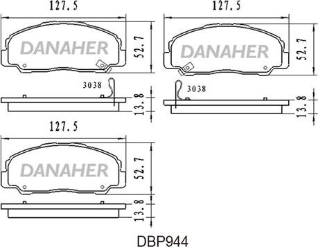 Danaher DBP944 - Brake Pad Set, disc brake autospares.lv