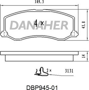 Danaher DBP945-01 - Brake Pad Set, disc brake autospares.lv