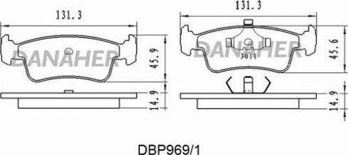 Danaher DBP969/1 - Brake Pad Set, disc brake autospares.lv