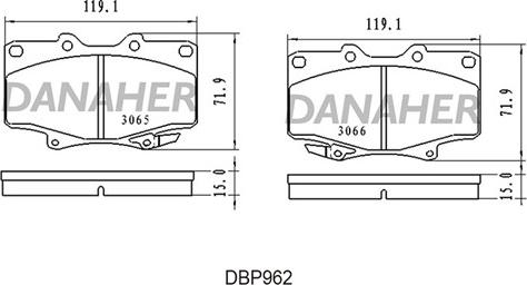 Danaher DBP962 - Brake Pad Set, disc brake autospares.lv