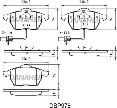 Danaher DBP978 - Brake Pad Set, disc brake autospares.lv