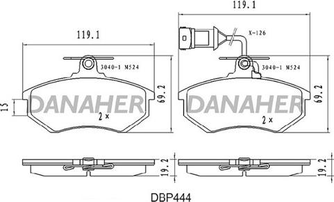 Danaher DBP444 - Brake Pad Set, disc brake autospares.lv