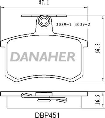 Danaher DBP451 - Brake Pad Set, disc brake autospares.lv