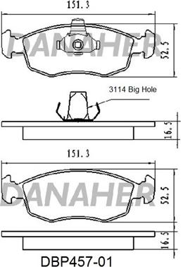 Danaher DBP457-01 - Brake Pad Set, disc brake autospares.lv