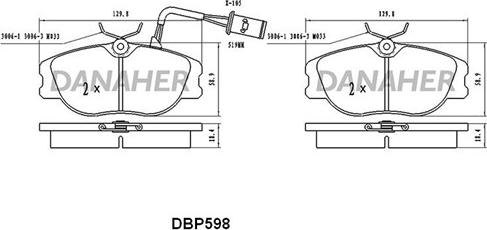 Danaher DBP598 - Brake Pad Set, disc brake autospares.lv