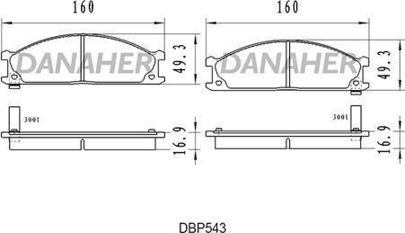 Danaher DBP543 - Brake Pad Set, disc brake autospares.lv