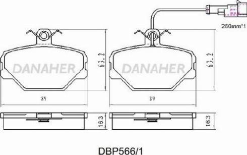 Danaher DBP566/1 - Brake Pad Set, disc brake autospares.lv