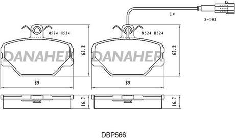 Danaher DBP566 - Brake Pad Set, disc brake autospares.lv