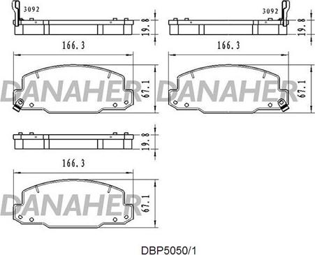 Danaher DBP5050/1 - Brake Pad Set, disc brake autospares.lv