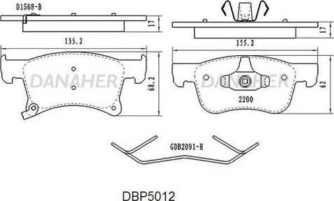 Danaher DBP5012 - Brake Pad Set, disc brake autospares.lv