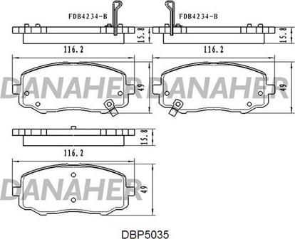 Danaher DBP5035 - Brake Pad Set, disc brake autospares.lv