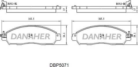 Danaher DBP5071 - Brake Pad Set, disc brake autospares.lv